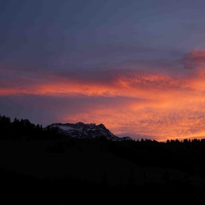 Säntis mit der Skyline von Scheidegg Richtung Kronberg